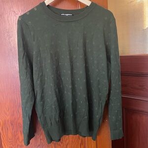 Karl Lagerfeld Olive Green Polka Dot Sweater